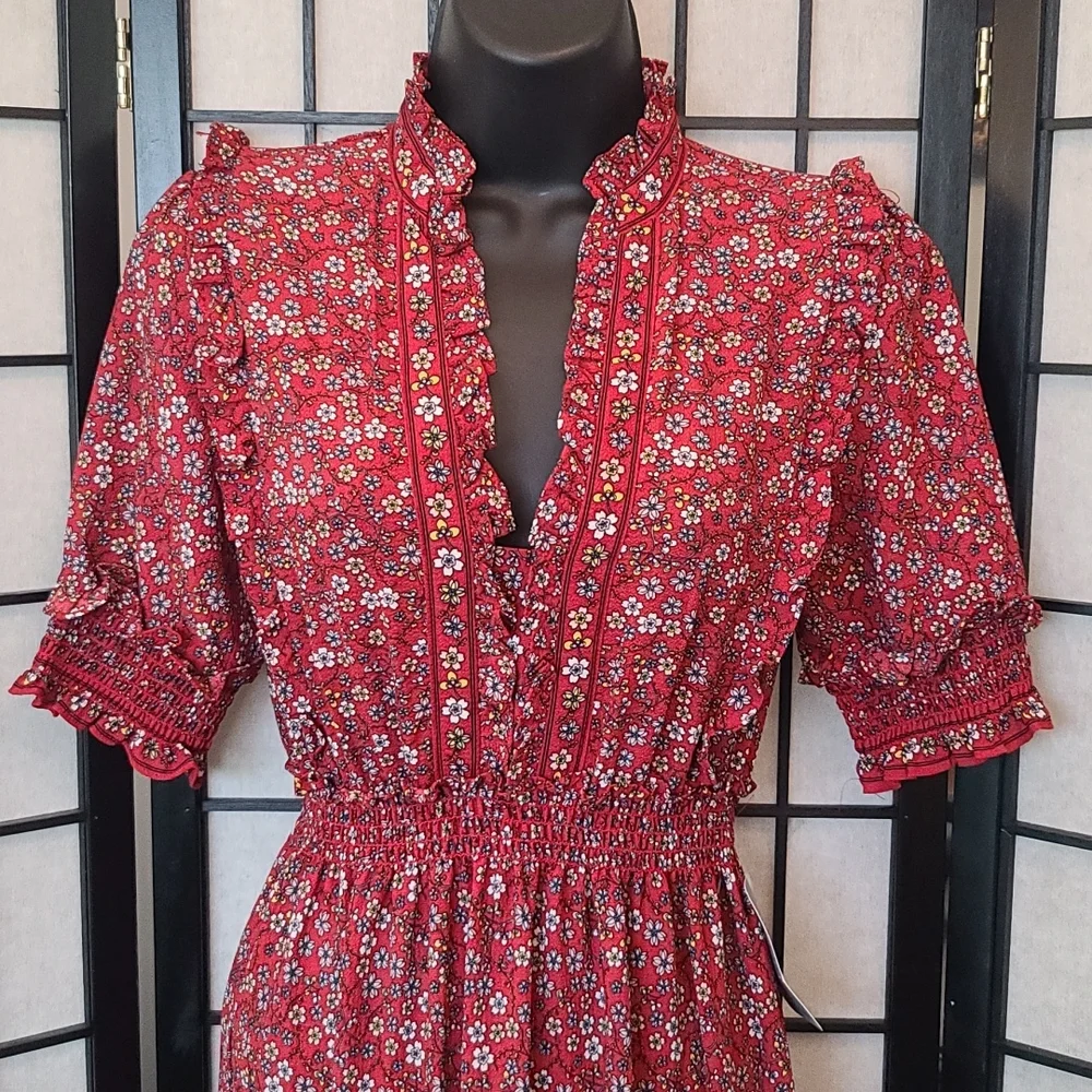 NWT Max Studio Red Ruffled Maxi Dress sz XS/S - Picture 1 of 11